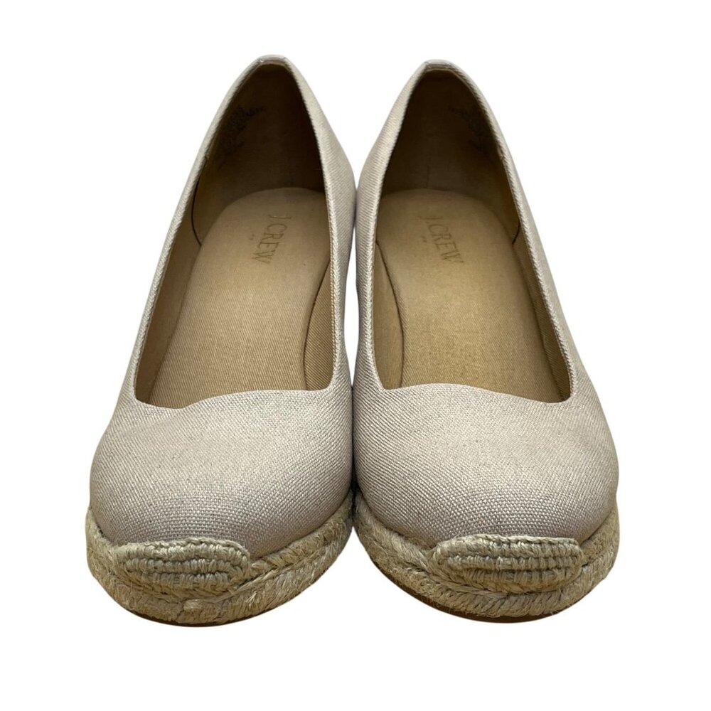 J Crew Women’s Grey Flax Canvas Espadrille Wedge Shoes Size 7 - Picture 2 of 10